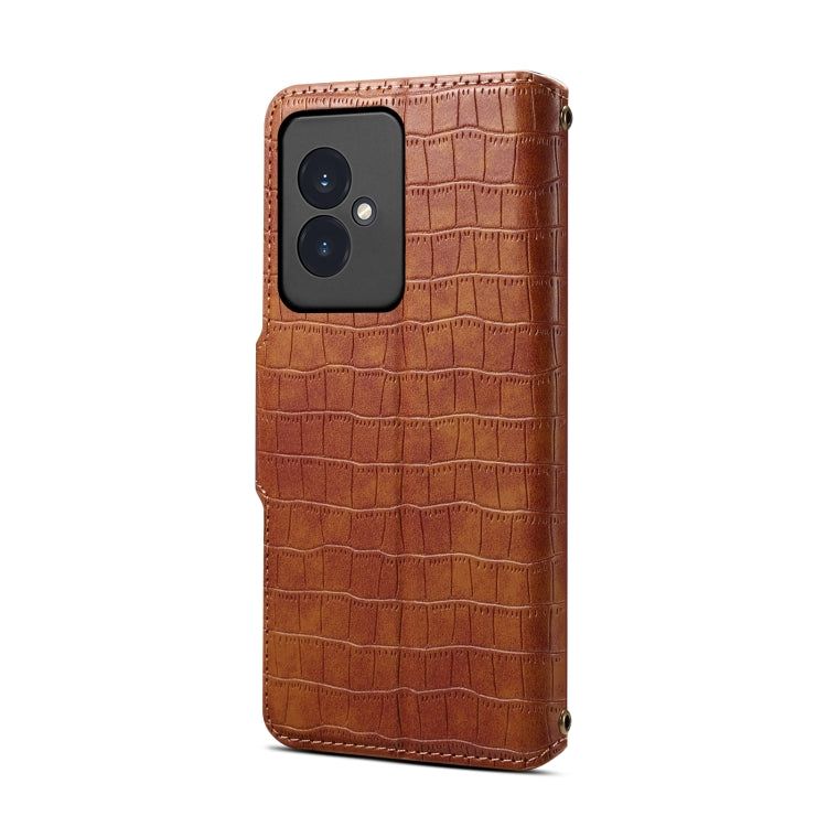 For Honor 100 Denior Crocodile Texture Oil Edge Leather Phone Case(Brown)