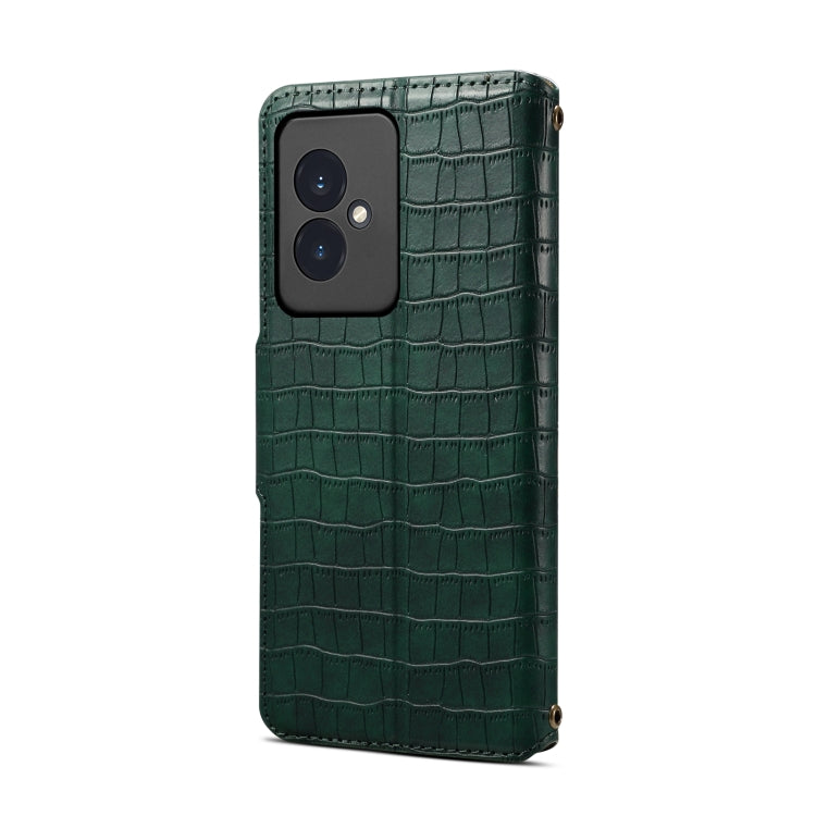 For Honor 100 Denior Crocodile Texture Oil Edge Leather Phone Case(Green)