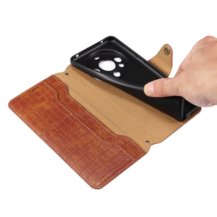 For Honor 100 Pro Denior Crocodile Texture Oil Edge Leather Phone Case(Rose Red)