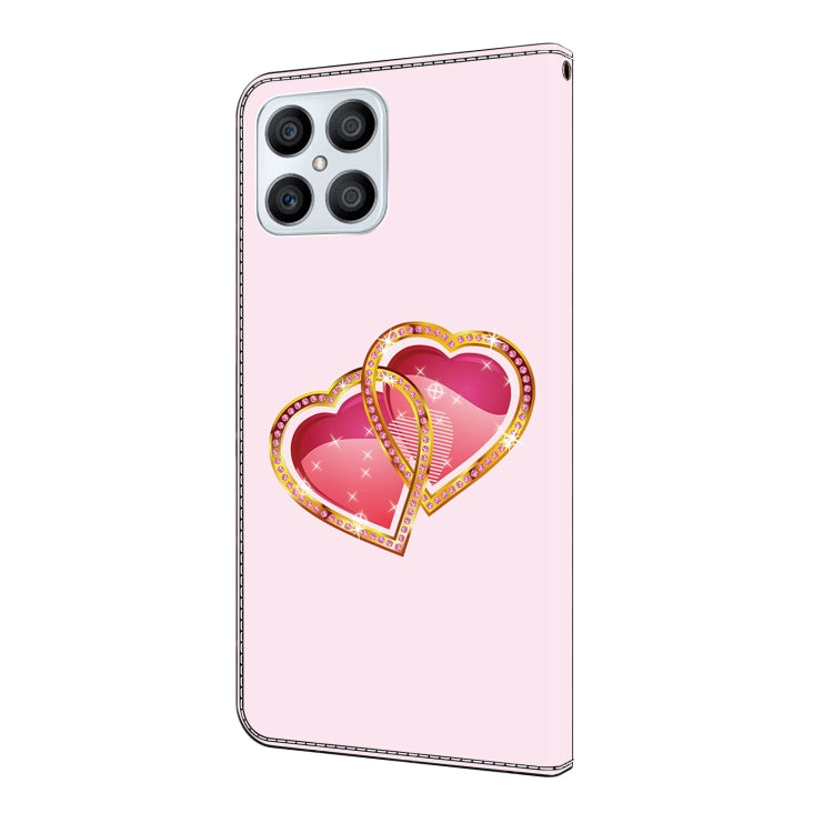 For Honor X8 4G Crystal Painted Leather Phone case(Love Peach)