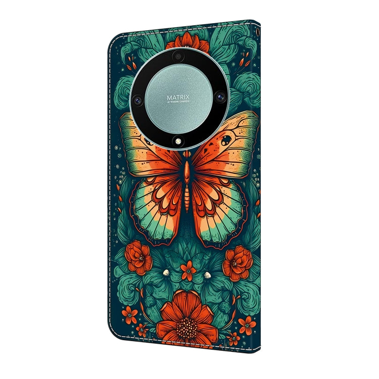 For Honor Magic5 Lite/X40 Crystal Painted Leather Phone case(Flower Butterfly)