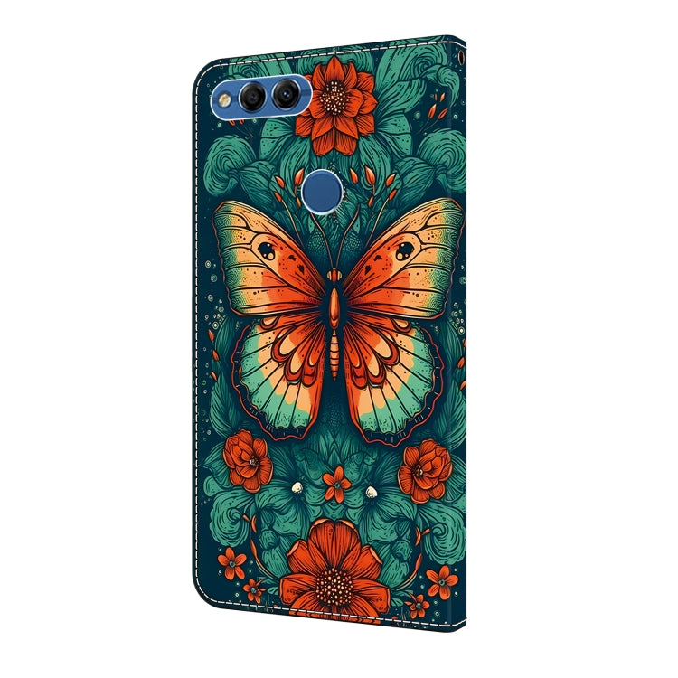 For Honor 9 Lite Crystal Painted Leather Phone case(Flower Butterfly)