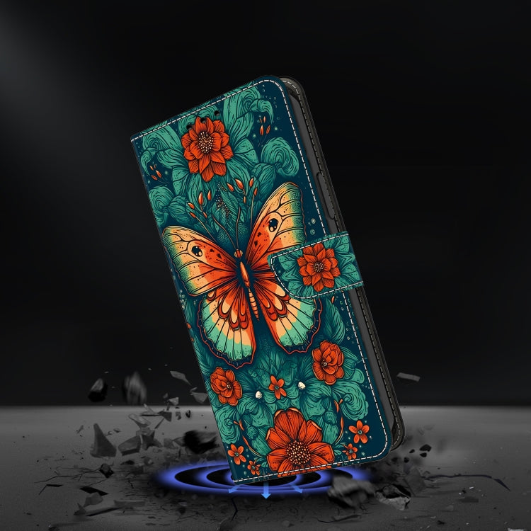 For Honor 9 Lite Crystal Painted Leather Phone case(Flower Butterfly)