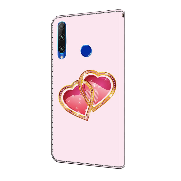 For Honor 20 lite/10 Lite Crystal Painted Leather Phone case(Love Peach)
