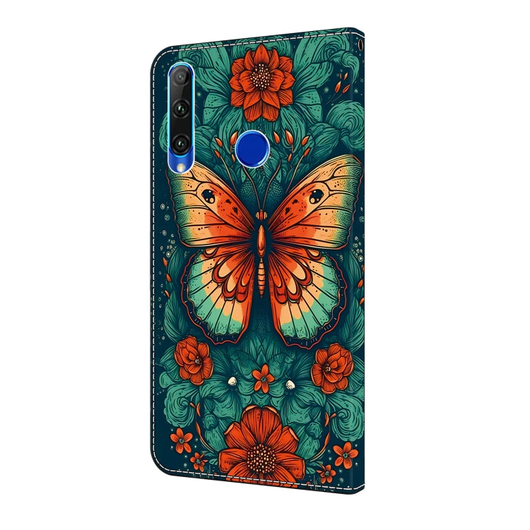 For Honor 20 lite/10 Lite Crystal Painted Leather Phone case(Flower Butterfly)