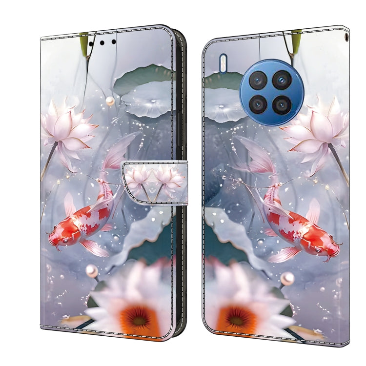 For Honor 50 Lite Crystal Painted Leather Phone case(Koi)