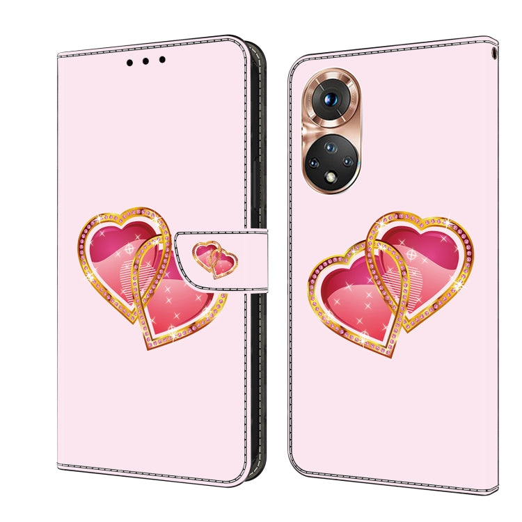 For Honor 50 Pro Crystal Painted Leather Phone case(Love Peach)