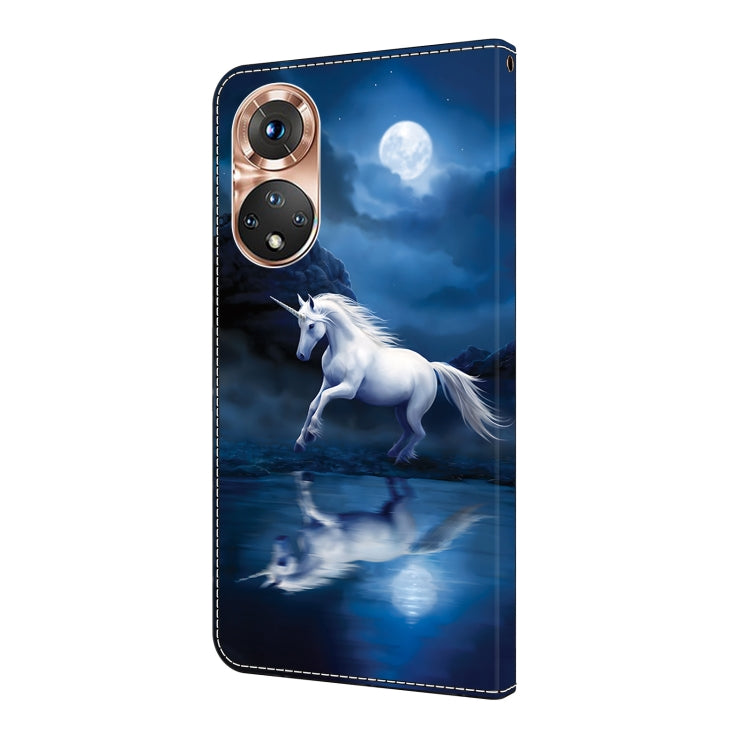 For Honor 50 Pro Crystal Painted Leather Phone case(White Horse)