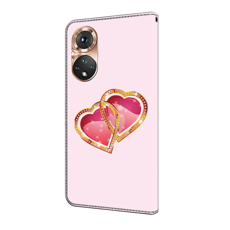 For Honor 50 Crystal Painted Leather Phone case(Love Peach)