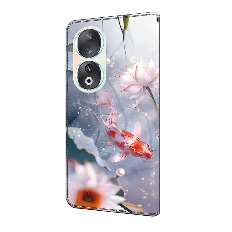 For Honor 90 Crystal Painted Leather Phone case(Koi)