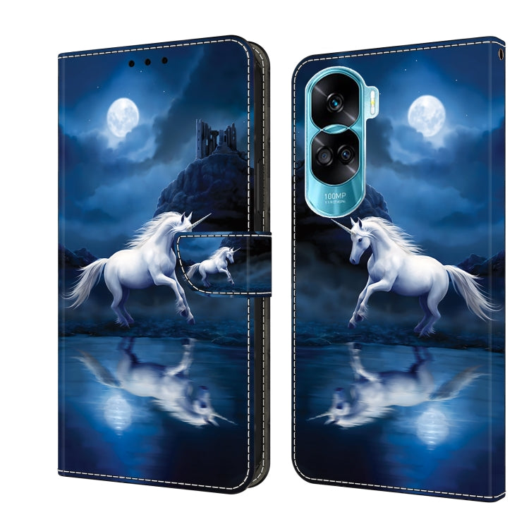 For Honor 90 Lite Crystal Painted Leather Phone case(White Horse)