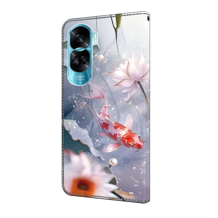 For Honor 90 Lite Crystal Painted Leather Phone case(Koi)