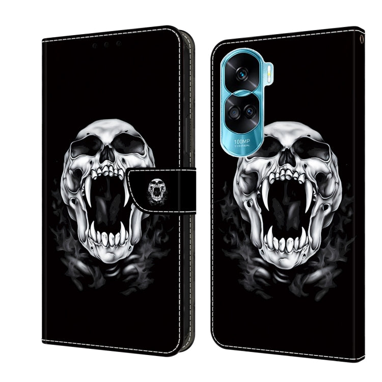 For Honor 90 Lite Crystal Painted Leather Phone case(Skull)