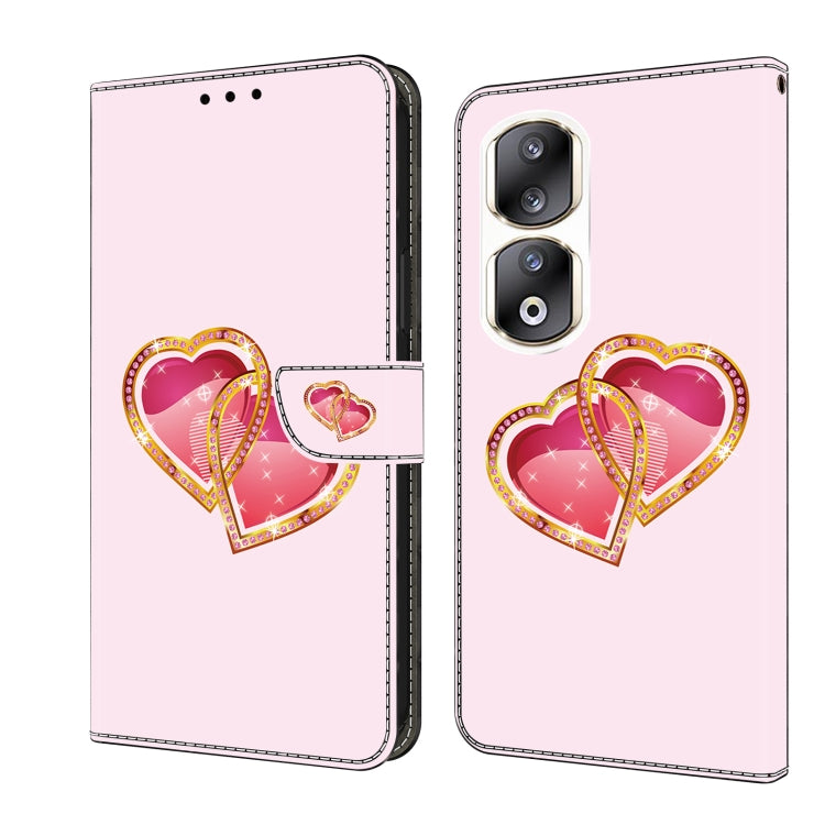 For Honor 90 Pro Crystal Painted Leather Phone case(Love Peach)