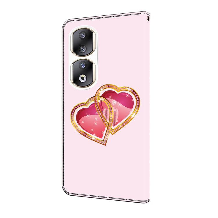For Honor 90 Pro Crystal Painted Leather Phone case(Love Peach)