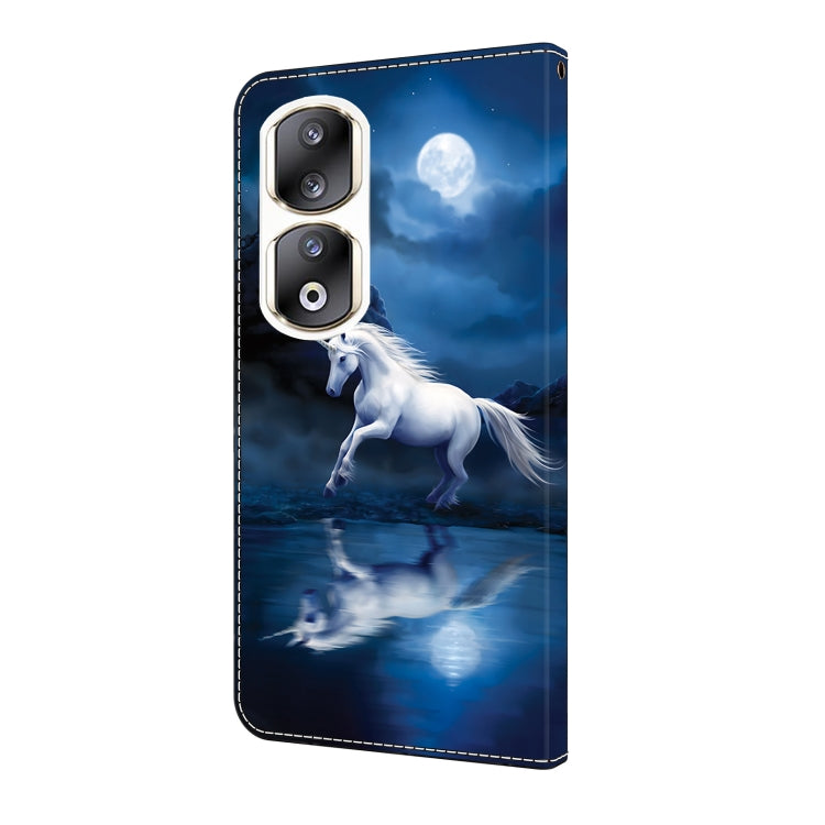 For Honor 90 Pro Crystal Painted Leather Phone case(White Horse)