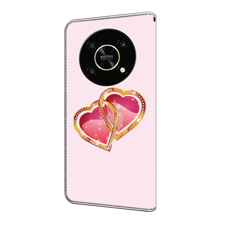 For Honor X9 4G/5G/X30/Magic4 Lite Crystal Painted Leather Phone case(Love Peach)