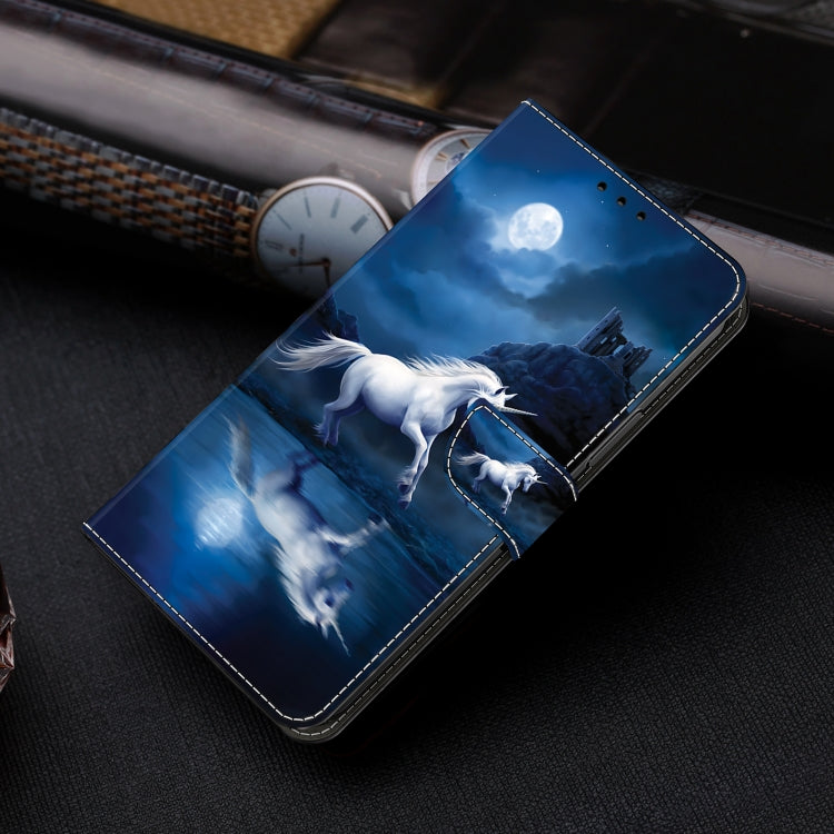 For Samsung Galaxy S24 5G Crystal Painted Leather Phone case(White Horse)