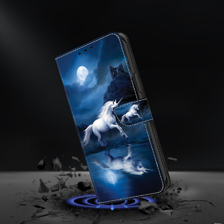 For Samsung Galaxy S24 5G Crystal Painted Leather Phone case(White Horse)