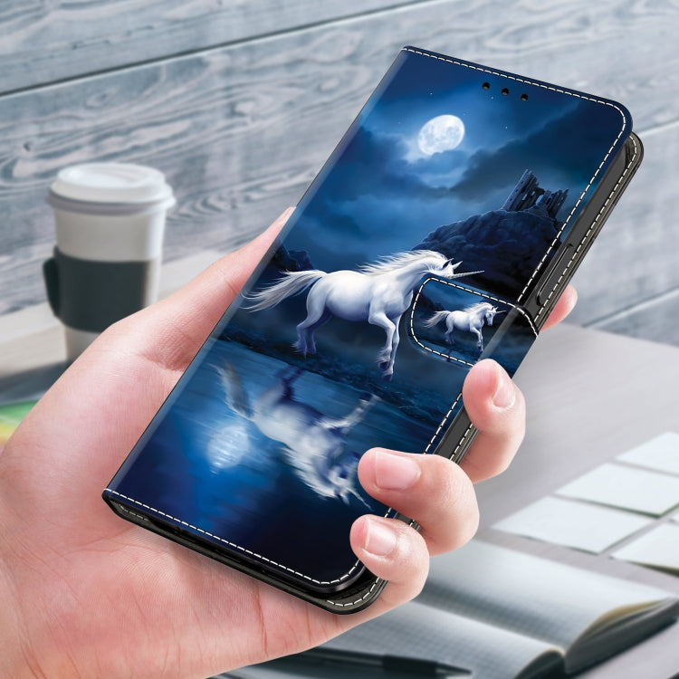 For Samsung Galaxy S24 5G Crystal Painted Leather Phone case(White Horse)