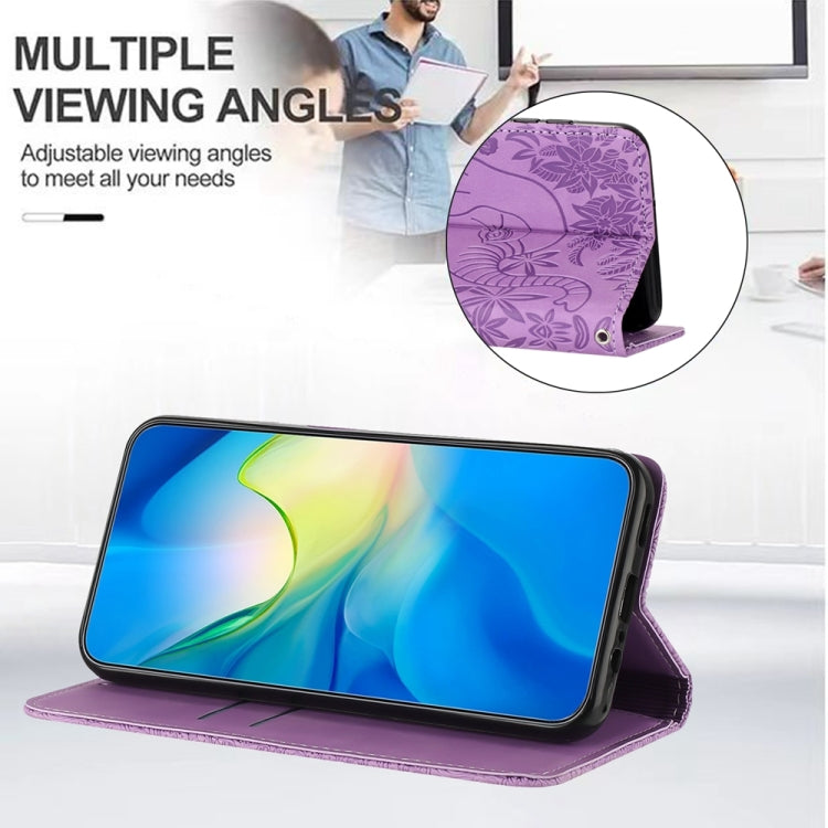 For Samsung Galaxy S24 5G Retro Elephant Embossed Leather Phone Case(Purple)