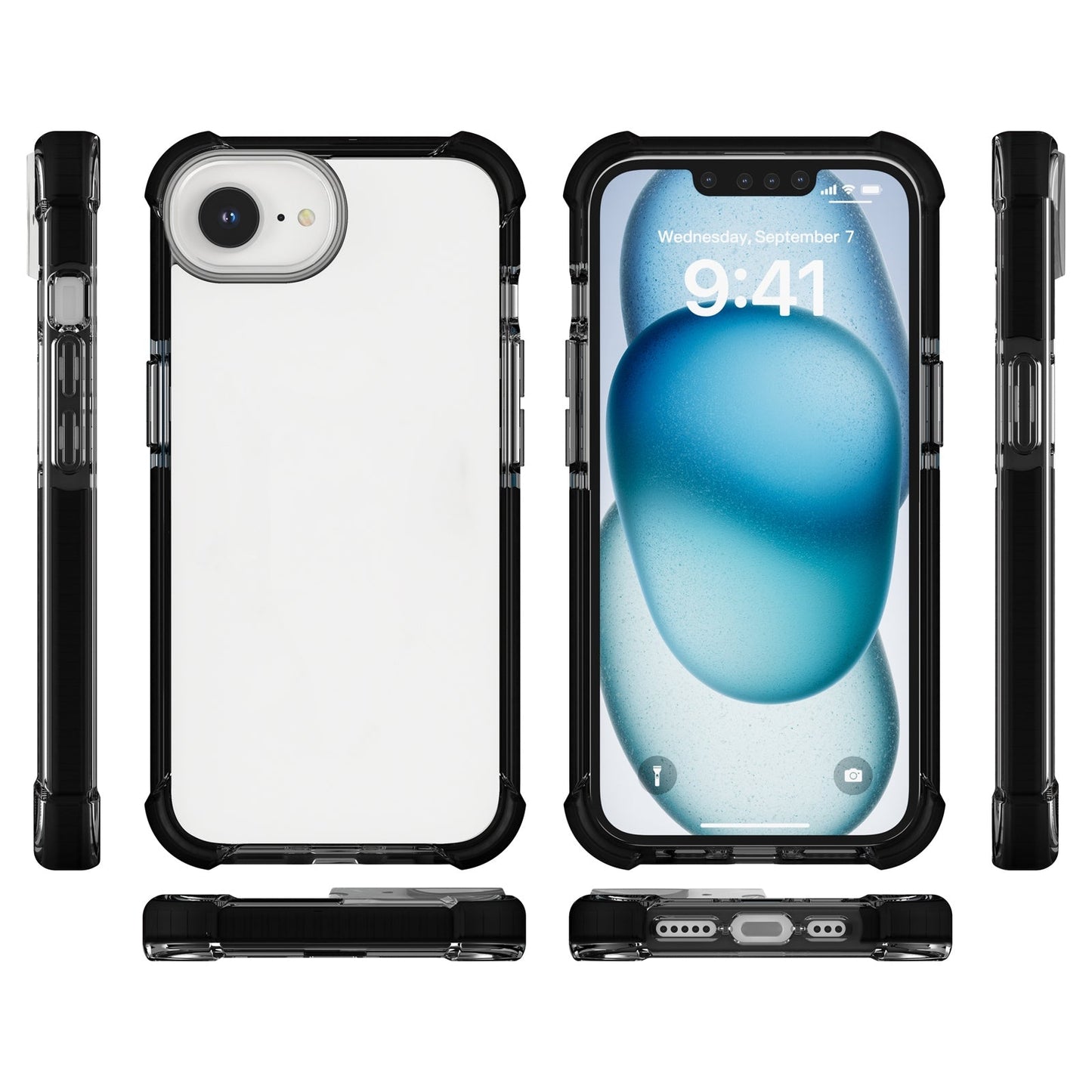 For iPhone 16e Acrylic Full Coverage Shockproof Phone Case(Black)