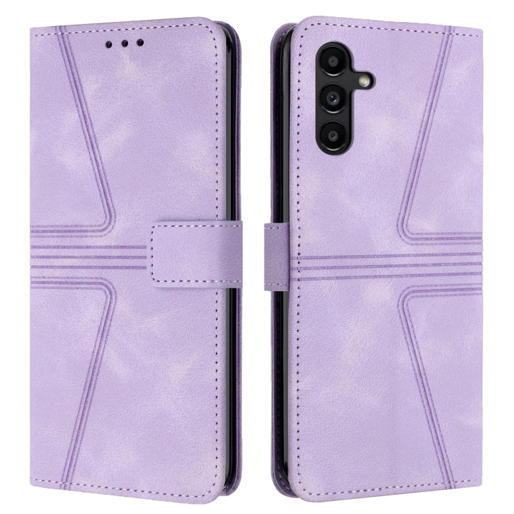 For Samsung Galaxy S24 5G Triangle Solid Color Leather Phone Case(Purple)