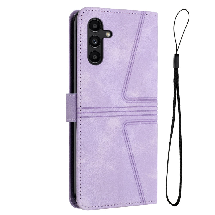 For Samsung Galaxy S24 5G Triangle Solid Color Leather Phone Case(Purple)