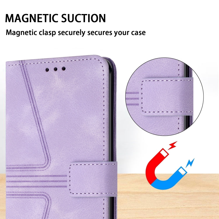 For Samsung Galaxy S24 5G Triangle Solid Color Leather Phone Case(Purple)