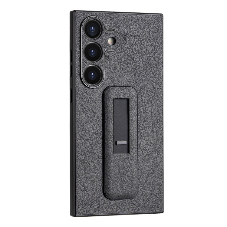 For Samsung Galaxy S24 5G PU Leather Push-pull Bracket Shockproof Phone Case(Black)