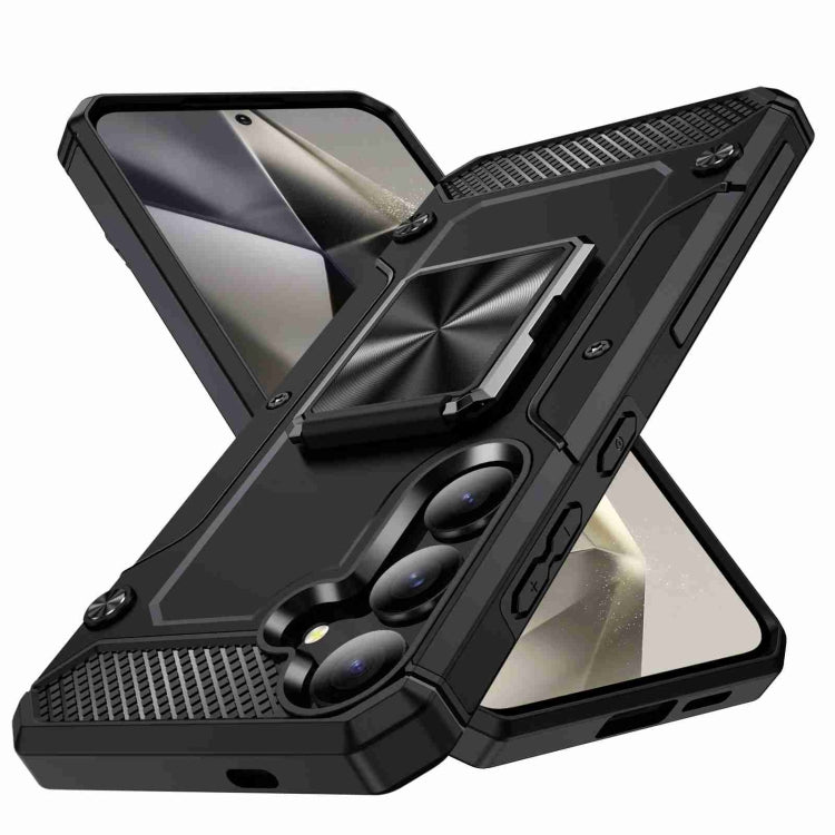 For Samsung Galaxy S24 5G Shockproof Metal Holder Phone Case(Black)