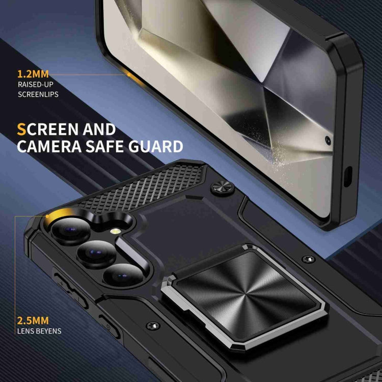 For Samsung Galaxy S24 5G Shockproof Metal Holder Phone Case(Black)