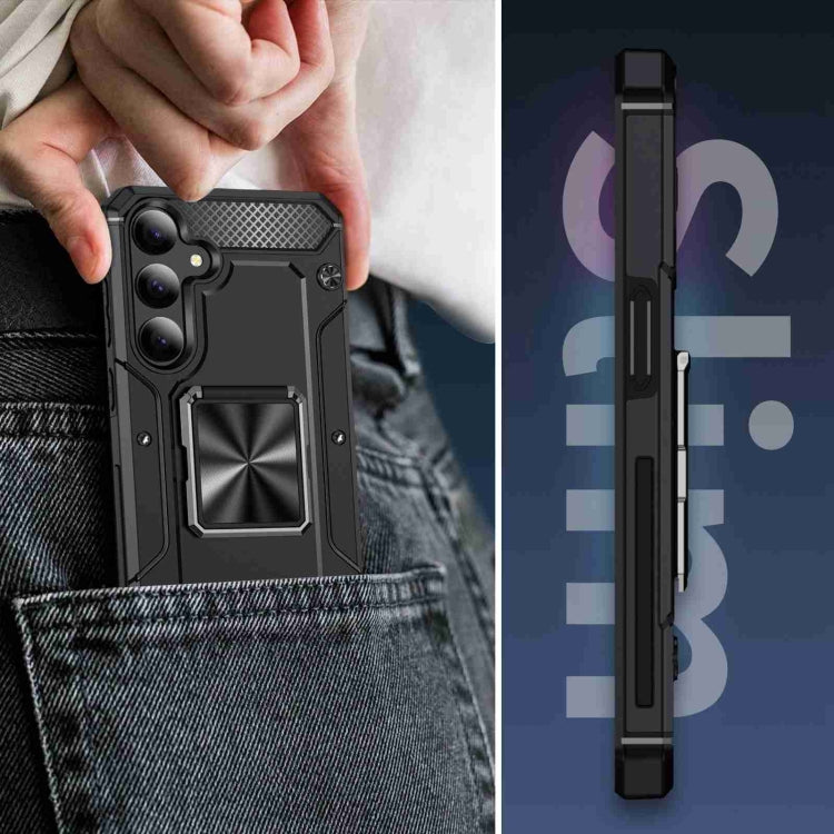 For Samsung Galaxy S24 5G Shockproof Metal Holder Phone Case(Black)