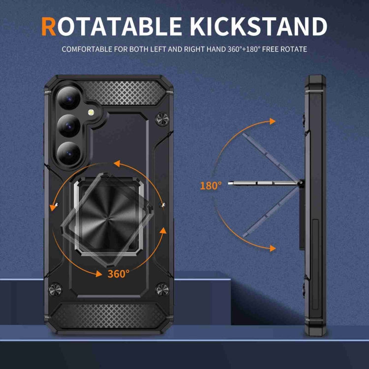 For Samsung Galaxy S24 5G Shockproof Metal Holder Phone Case(Black)