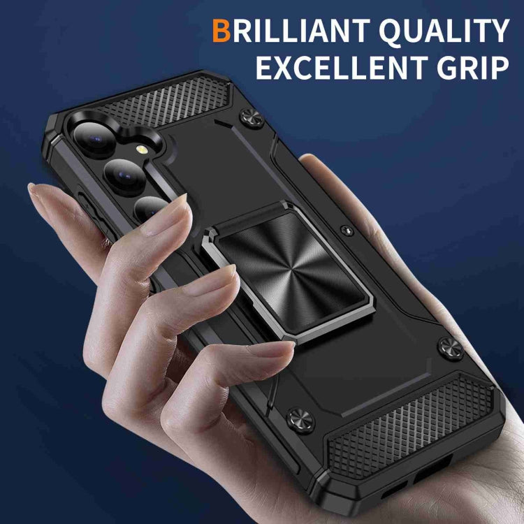For Samsung Galaxy S24 5G Shockproof Metal Holder Phone Case(Black)