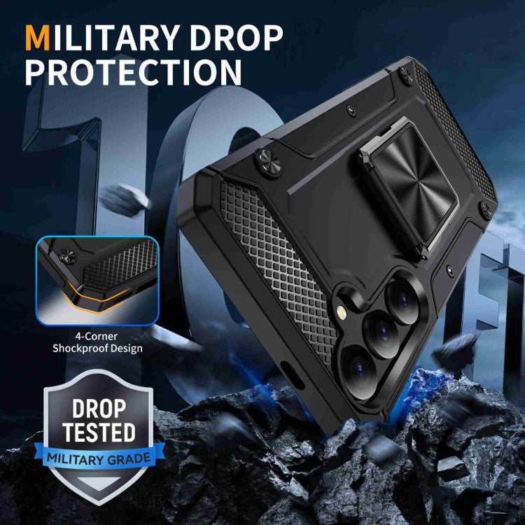 For Samsung Galaxy S24 5G Shockproof Metal Holder Phone Case(Black)