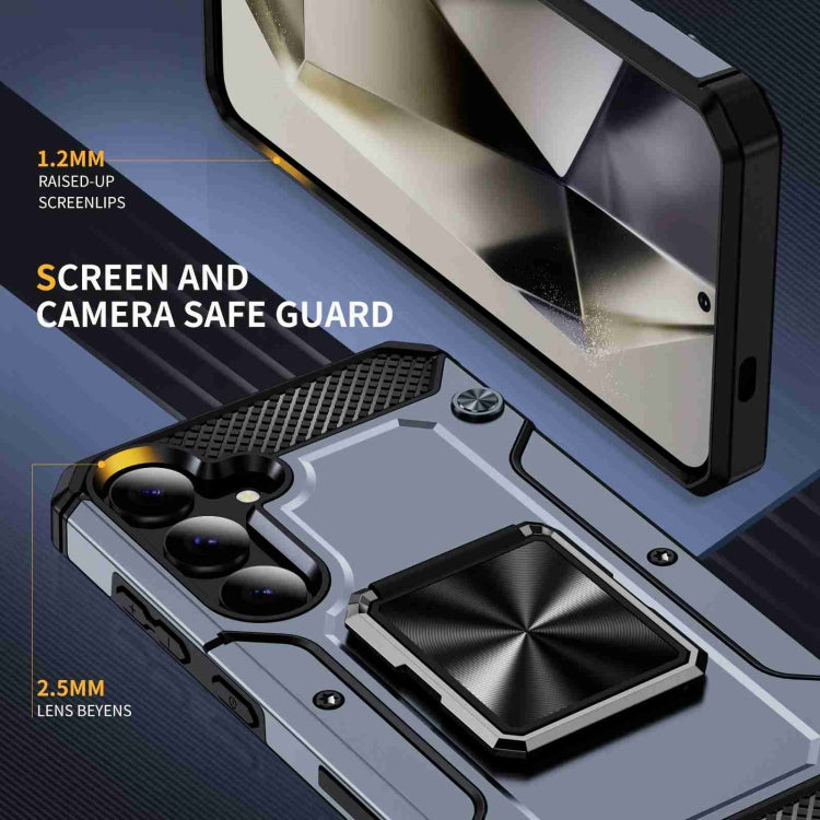 For Samsung Galaxy S24 5G Shockproof Metal Holder Phone Case(Grey)