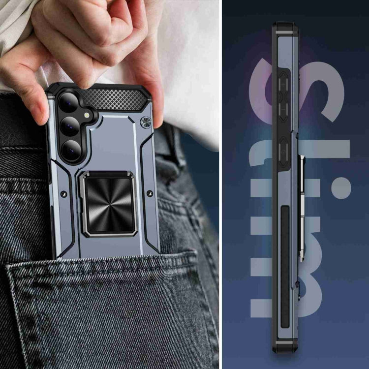 For Samsung Galaxy S24 5G Shockproof Metal Holder Phone Case(Grey)