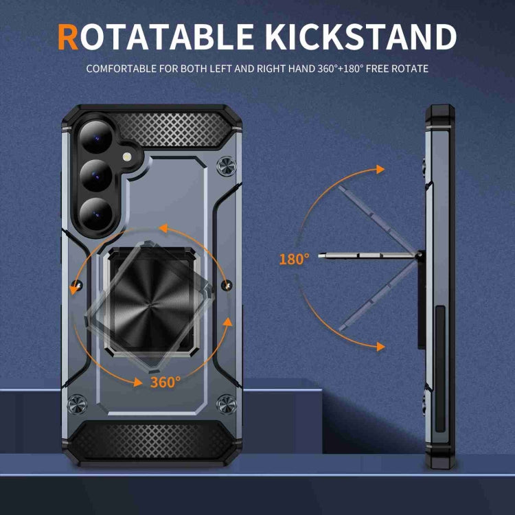 For Samsung Galaxy S24 5G Shockproof Metal Holder Phone Case(Grey)