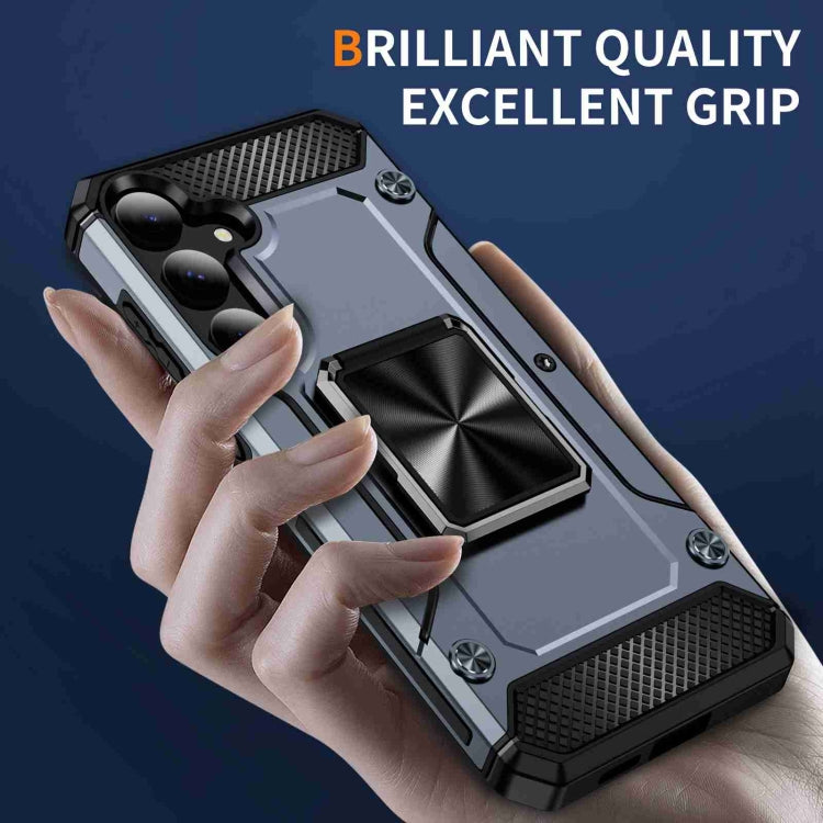 For Samsung Galaxy S24 5G Shockproof Metal Holder Phone Case(Grey)