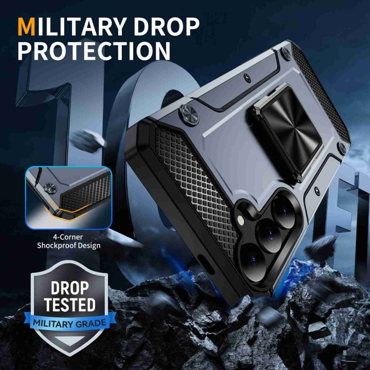 For Samsung Galaxy S24 5G Shockproof Metal Holder Phone Case(Grey)