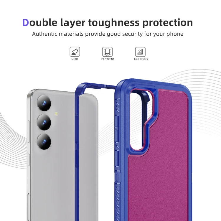 For Samsung Galaxy S24 5G Guard Life Waterproof Frosted Phone Case(Blue+Rose Red)