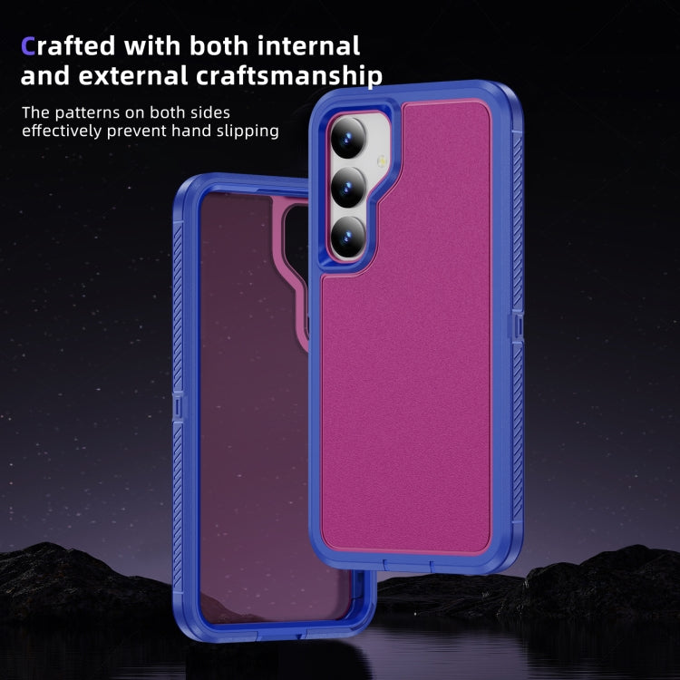 For Samsung Galaxy S24 5G Guard Life Waterproof Frosted Phone Case(Blue+Rose Red)