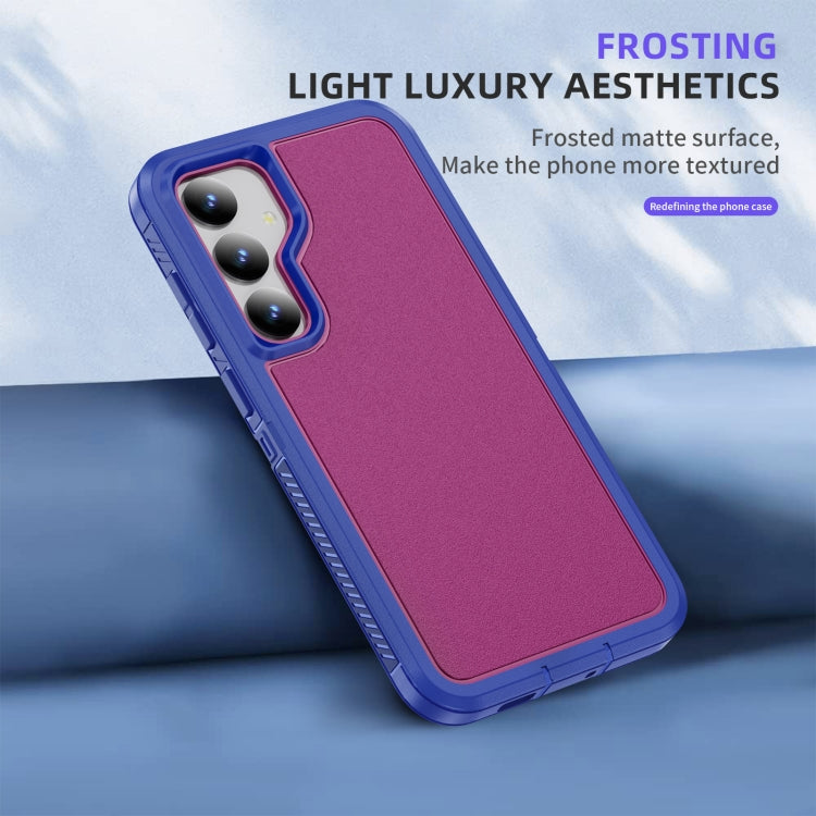 For Samsung Galaxy S24 5G Guard Life Waterproof Frosted Phone Case(Blue+Rose Red)