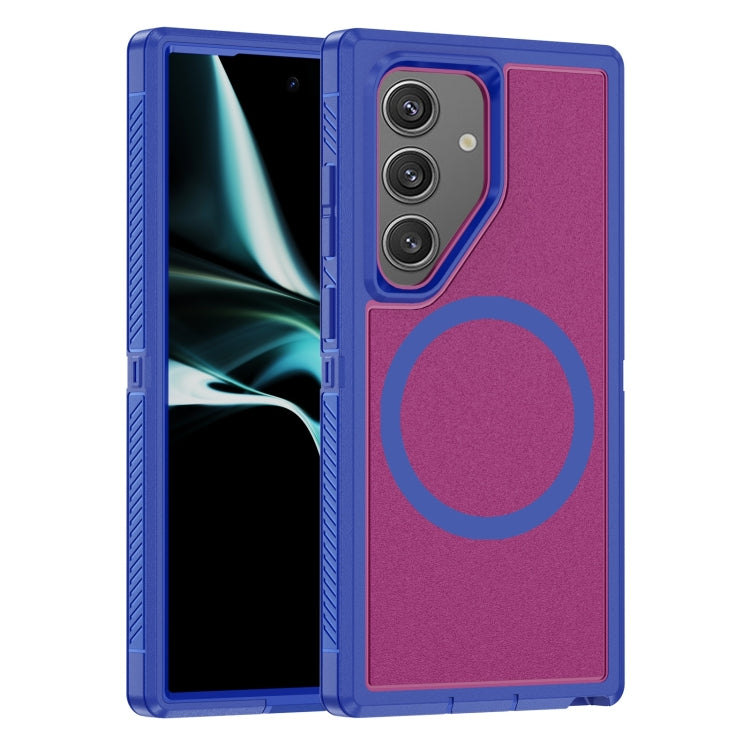 For Samsung Galaxy S24 5G Guard Magsafe Magnetic Frosted Phone Case(Blue+Rose Red)