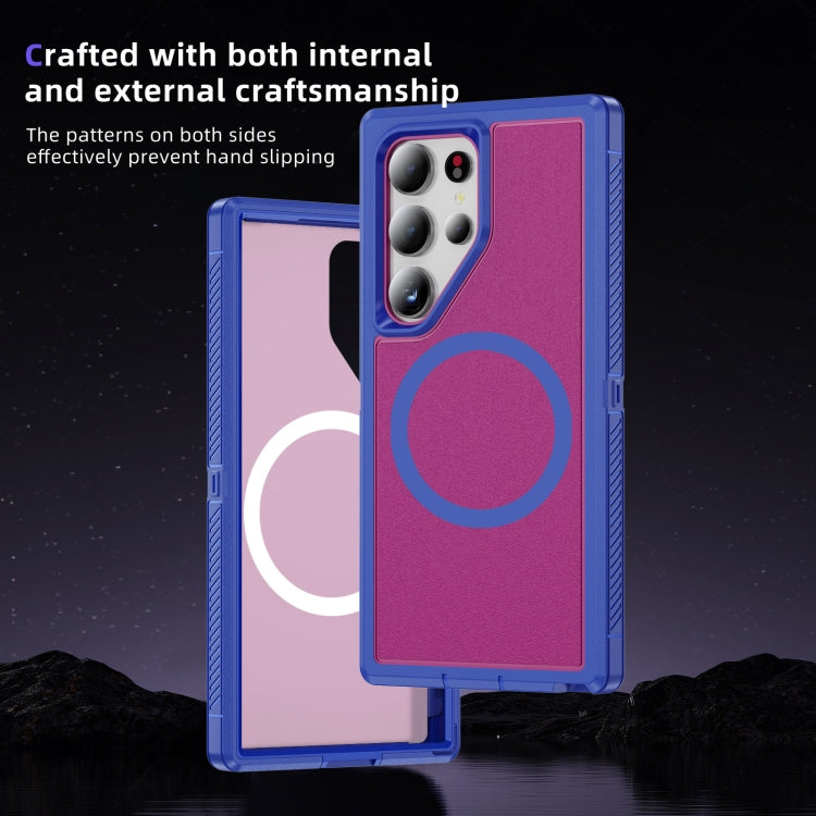 For Samsung Galaxy S24 5G Guard Magsafe Magnetic Frosted Phone Case(Blue+Rose Red)