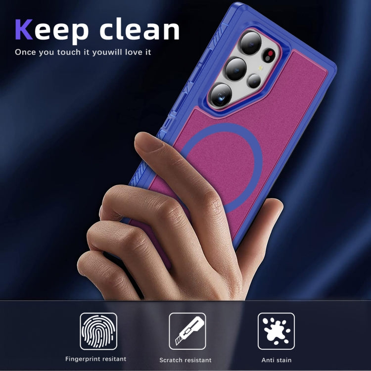 For Samsung Galaxy S24 5G Guard Magsafe Magnetic Frosted Phone Case(Blue+Rose Red)