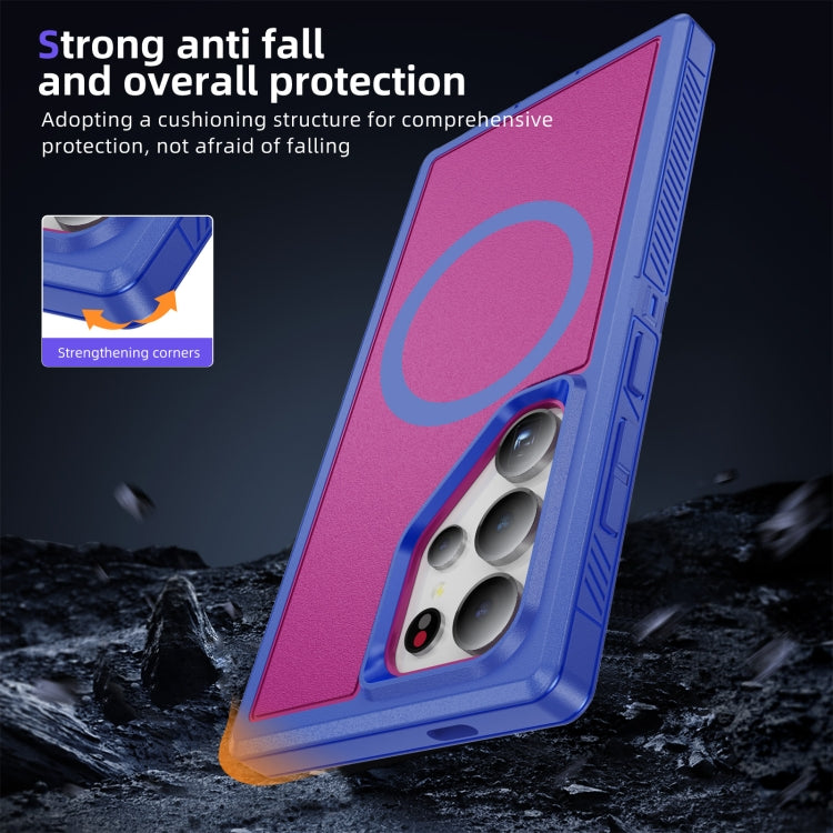 For Samsung Galaxy S24 5G Guard Magsafe Magnetic Frosted Phone Case(Blue+Rose Red)