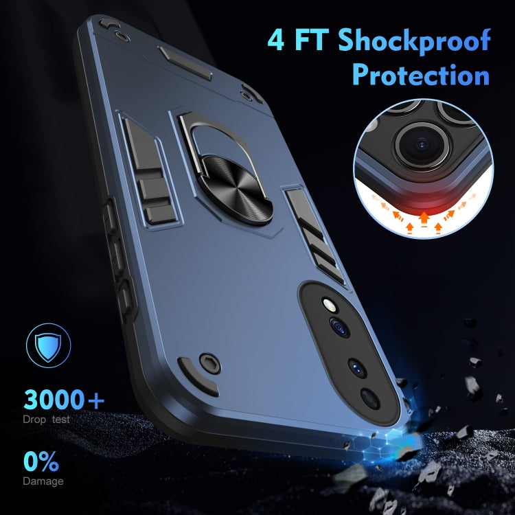 For Honor 70 Shockproof Metal Ring Holder Phone Case(Blue)