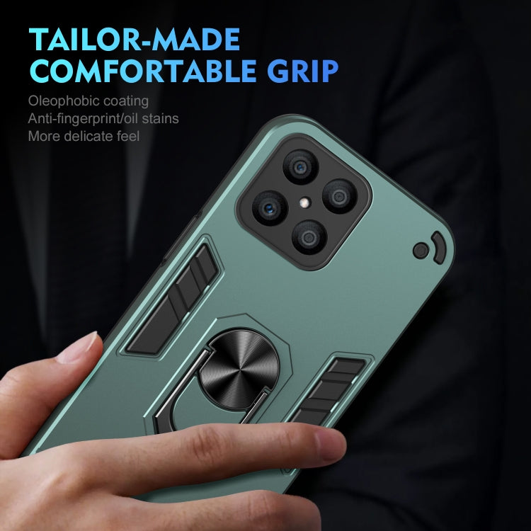 For Honor X8 Shockproof Metal Ring Holder Phone Case(Green)